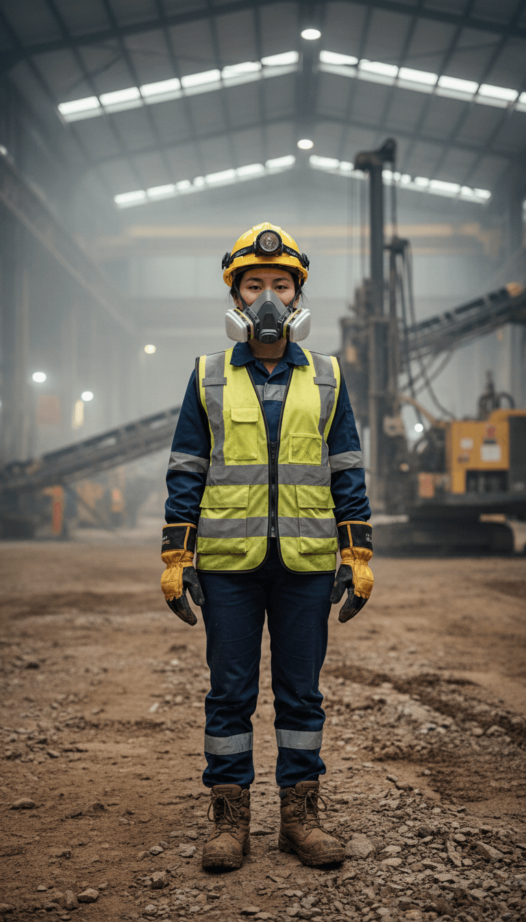 Fuel technician wearing safety vest and gloves refueling industrial equipment